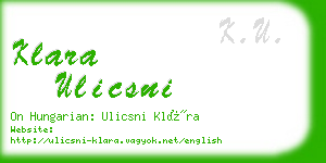 klara ulicsni business card